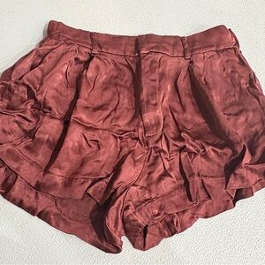 Free People Roma Women's Satin Shorts in Cherry Mahogany size Small
